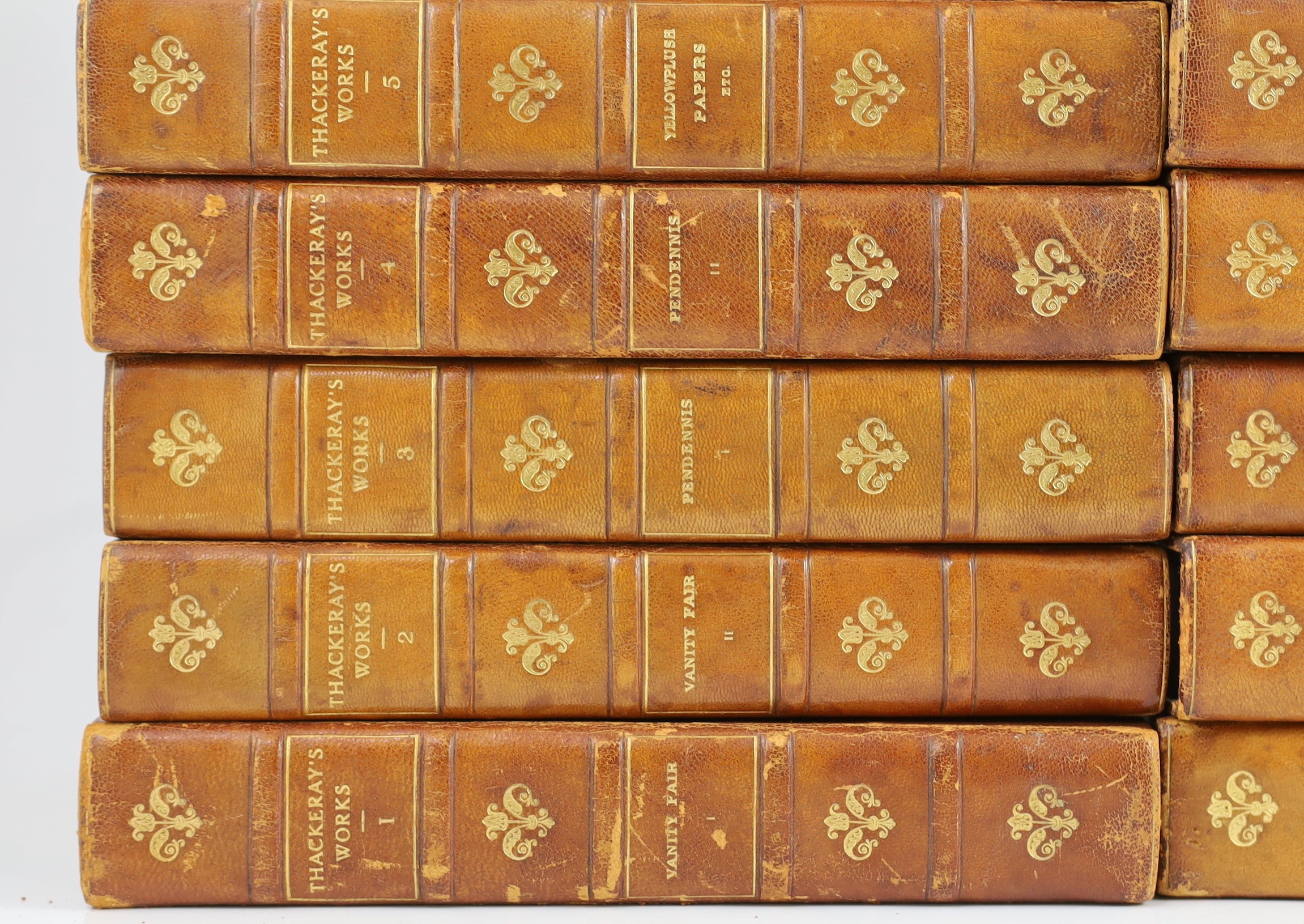 Thackeray, William Makepeace - The Centenary Biographical Edition, 26 vols. with biographical introductions by his daughter, Lady Ritchie. num. engraved plates and text illus.; earlier 20th century gilt ruled half morocc